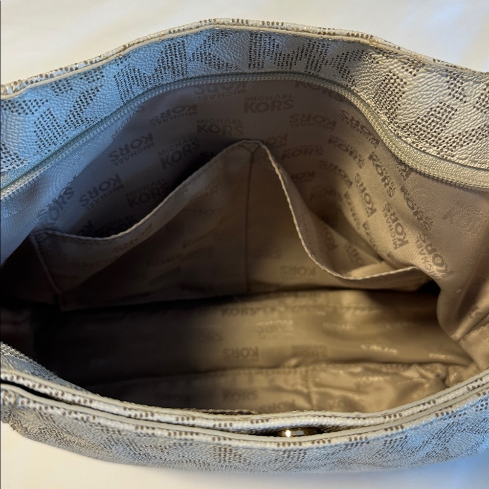 Michael Kors Shoulder Bag - Taupe with Brown Strap - Picture 10 of 11